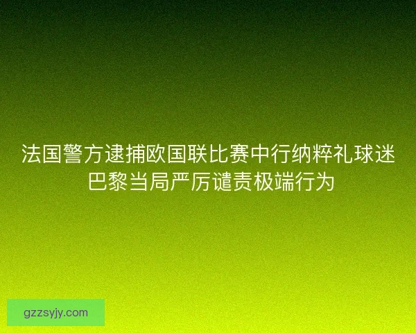 法国警方逮捕欧国联比赛中行纳粹礼球迷 巴黎当局严厉谴责极端行为
