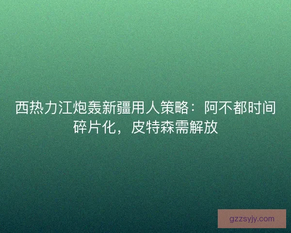 西热力江炮轰新疆用人策略：阿不都时间碎片化，皮特森需解放