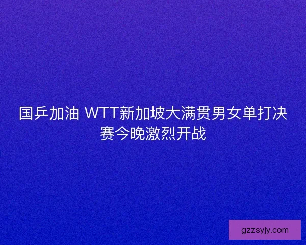 国乒加油 WTT新加坡大满贯男女单打决赛今晚激烈开战